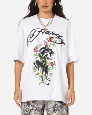 [ED HARDY] Ed Hardy Savage Bloom T-shirt White - Size 3XL 3XL White