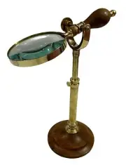 Nautical Brass Magnifying Glass Handheld Stand Antique Reading Magnifier Lens