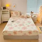 2023 Velvet Fitted Sheet Floral Style Bed Cover Warm Mattress Protectors Home