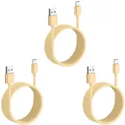 3 Pack 2m Long Data Transfer Charger Charging USB Type C Phone Tablet Cable Cord Bulk Braided Gold Nylon