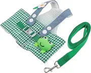 TOBBOMEY 1Set Cute Frog Theme Adjustable Dog Harness and Leash for Small Dogs and Cats Comfortable Vest for Walking Outdoor Activities for Puppies and Kittens