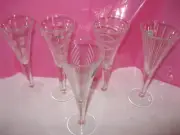 5 Mikasa Etched Cheers Cordial Glasses Stems