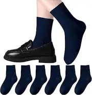[Coziwill Socks] Boys Crew Socks Seamless Girls School Uniform Socks Breathable Cotton Quarter Socks 6 Pairs