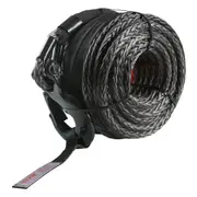 Synthetic Winch Rope, 12.7 mm x 28 m, 142.3 kN, Synthetic Winch Line Cable Rope with Protective Sleeve + Forged Winch Hook + Pull Strap, Universal Fit for SUV, Large Off-Road Vehicle,
