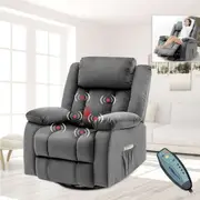 Advwin Electric Recliner Chair, Massage Rocker Recliner with Heat and Vibration Manual Reclining Chair for Home Theater Seating (Gray)