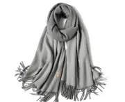 Ladies'Classic Checked Scarf With Thicker Fringed Shawl - 3