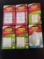 Command Strip lot 2X Mini Hooks 2X Pic Hang Strips 1X Poster Strips 1x Towel NEW