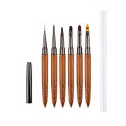 Beakey 6PCS Nail Brush Set Sandalwood Handle with Non-Rusting Vacuum Tube for Drawing Painting Sculpting