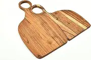 Cozioz Set of 2 Organic Acacia Wood Cutting Boards - Valentine Couple Chopping Boards for Cheese, Vegetables, Fruits & More (40x23cm & 33x18cm)