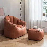 TOOPYW Bean Bag Chair Cover Lazy Sofa Stuffed Bean Bag Storage Chair Cover (No Filler) Washable Premium Soft Technology Cloth Sack Bean Bag Case,Brown