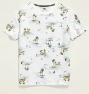 Old Navy Kids Size Large (10-12) Softest Tee T-shirt ~ White w/ Palm Trees ..NWT