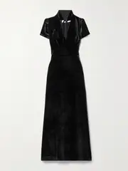 [CEFINN] CEFINN - Jacquetta Cutout Velvet Midi Dress - Black - UK 14 UK 14 Black