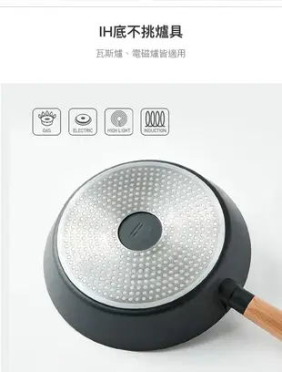 【樂扣樂扣】原木鑄造不沾IH平煎鍋 28cm(電磁爐適用/不挑爐具)