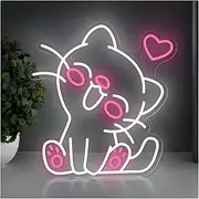 Hanging Art Neon Signs Cute Cat LED Neon Light Acrylic Sign USB Dimmer Switch For Home Kids Bedroom Wall Art Decor Night Lamp 37cmx40cm