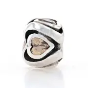 NEW Chamilia Charm - Mothers Heart Orange Swarovski JB-7C Sterling Silver Bead