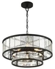 Lumanity Chelsea 4-Light Mirrored Two-Tier Drum Chandelier