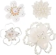 DOITOOL 4pcs Crystal Decors Neckline Beading Ornaments Accessories Patches for Clothing Trims Appliques Beaded Embellishments DIY Patch Decorations Decorative Sewing Cloth Patch