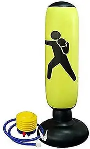 Inflatable boxing bag Children's standing boxing bag including inflatable device. The foundation is filled with water or sand and fastened. 160cm high
