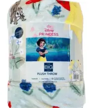 Disney Snow White and Animal Friends Print Light Blue Oversized Blanket Throw