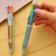 Multi-color 6 in 1 Color Ballpoint Pen Ball Point Pens Kids School Office Supply