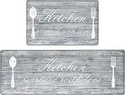 Pauwer Anti Fatigue Kitchen Mats Set of 2 Farmhouse Kitchen Rugs Non Skid Washable, Cushioned Kitchen Floor Mats, Waterproof Memory Foam Kitchen Runner Rug Comfort Standing Mat for Kitchen Home Office