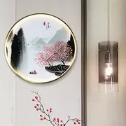 Indoor Mural Fixtures LED Chinese Style Creative Bedroom Light Sconces for Home Bedroom Wall Lamps (G 1pcs,D80cm)