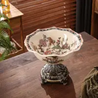 在飛比找蝦皮購物優惠-復古陶瓷水果盤別墅客廳家居水果盤擺件