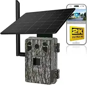Trail Camera 4G Solar Powered 2K Continuous Recording 24/7 Night Vision No Glow PIR Sensor Fast Trigger Speed 0.5s Outdoor Wildlife Monitoring