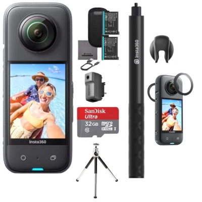 Insta360 X3 72MP Waterproof 5.7K 360° VR Camera Kit Plus 7 Items Travel Kit