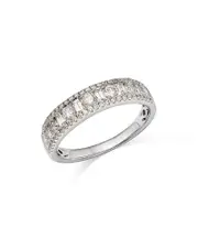 Bloomingdale's Fine Collection Diamond Baguette & Round Triple Row Ring in 14K White Gold, 0.84 ct. t. w.