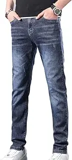 [JEShifangjiusu] Men's Casual Style Straight Fit Jeans Slim Stretch Skinny Denim Pants Classic Lightweight Relaxed Retro Jean, 889blue, 38