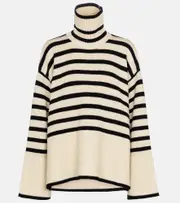 [Toteme] Toteme Striped turtleneck wool-blend sweater AU 8 beige