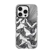 iPhone 16 Pro Impact Clear Case MagSafe Compatible AIM HIGH 1, MOUNTAINS B&W MINIMALIST NATURE ILLUSTRATION