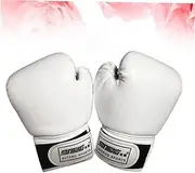 PAMINGONO 1 Pair Boxing Gloves Pearly Lustre Pure Color PU Gloves with Sponge Forming Liner for Boxing Training and Punching Bag Use Stylish White Boxing Gear for