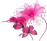 [NIYANGLE] Butterfly Fascinator Hat Headband: Vintage Tea Party Headwear with Veil Plume - Lightweight and Comfortable for Weddings Bridal Hair Accessories