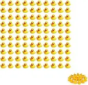 Sohapy 100Pcs Mini Yellow Rubber Ducks Baby Shower Bath Toy, Squeak Fun Float Decorations for Birthday Party Favors Gift 1.37" x 1.57"x 1.18"