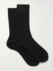 [The Row] The Row - Ribbed Cashmere Socks - Black - S S Black