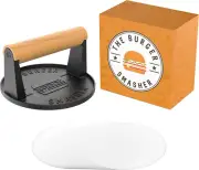 Pre Seasoned Heavy Duty Cast Iron Burger Press - Smash Burger Press Kit, Grill