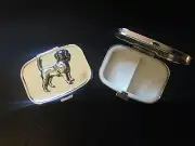 Beagle Dog D11 English Pewter Emblem on a Rectangular Travel Metal Pill Box