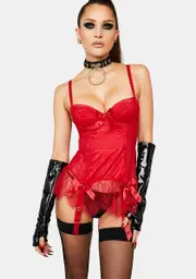 [Playful Promises] X Bettie Page Red Tempest Basque