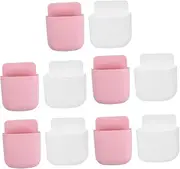 Angoily 10pcs Punch Wall Mounted Storage Box for Phone and Remote Controller Adhesive Mobile Phone Charging Stand Space Saving Organizer for Bedroom Bathroom Living
