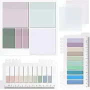 Clear Sticky Notes, 700 Pcs Transparent Sticky Notes Tabs Set, Waterproof Transparent Sticky Notes for Annotation Books, Page Markers, Index, Bible Accessories, Office, School (Morandi Color)