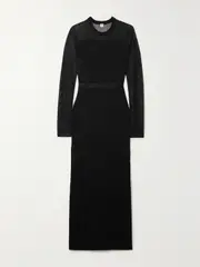 [TOTEME] TOTEME - Mesh-paneled Knitted Maxi Dress - Black - x large x large Black