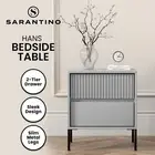 Sarantino Hans Fluted 2-Drawer Grey Bedside Table Night Stand Cabinet Chest