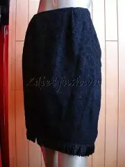$1200 New DONNA KARAN Black Textured Nubby Jacquard Boucle Nylon Skirt 12