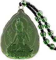 [Godtemrow] Green Tara Buddha Necklace Goddess of Compassion Mercy Guan Yin Pendant Eliminate Suffering for Women Men Amulet Feng Shui Jewelry Blessing Gifts