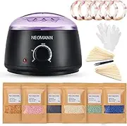 NEOMANN Waxer II Waxing Kit for Woman Non-Sticky, Teflon-Coated - Wax Warmer for Hair Removal incl. 600g Wax Beads, 30 Spatulas - Wax Machine or Wax Pot Perfect Brazilian Wax Kit for Women
