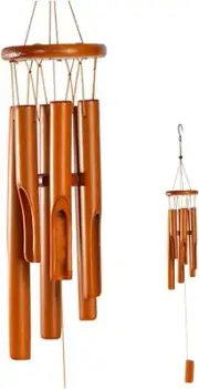 Wooden Wind Chimes Outdoor/Indoor, Natural Bamboo Wind Chimes with Beautiful Dee