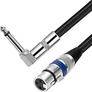 tunghey Right Angle Female XLR to 1/4 Inch (6.35mm) TS Mono Jack Microphone Cable, Unbalanced 3 Pin XLR Female to Quarter inch TS Plug Mic Cord for Dynamic Microphone (2M)