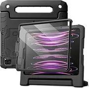 JETech Kids Case for iPad Pro 11 Inch (2022/2021/2020/2018 Model), iPad Air 5/4 (10.9-Inch) with Built-in Screen Protector, Shockproof Full-Body Handle Stand Tablet Protective Cover (Black)
